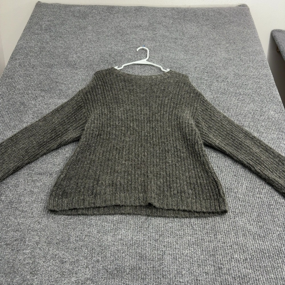 Uniqlo Sweater Womens M Gray Mohair Wool Blend Ribbed Knit Casual Cozy Style